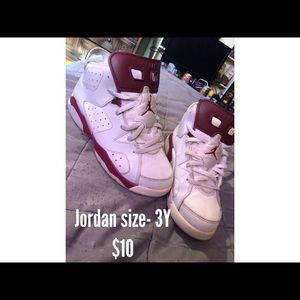 Jordan white and maroon sneakers